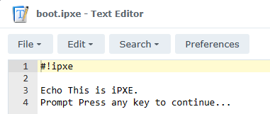 Edit boot.ipxe