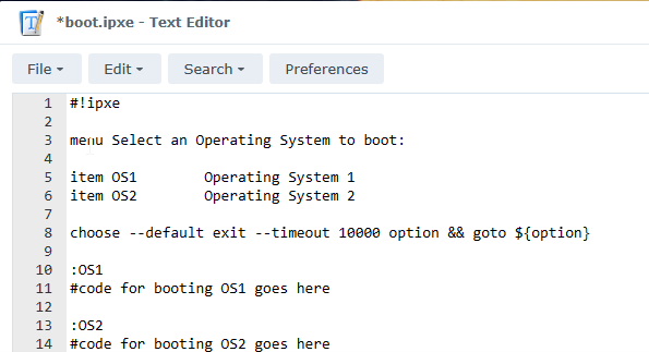 boot.ipxe before editing